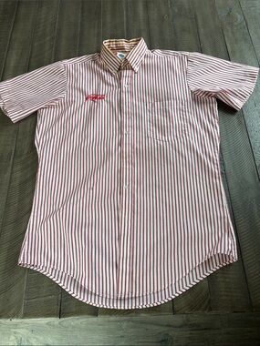 Coca Cola Red & White Striped Short-Sleeve Button-Down Shirt